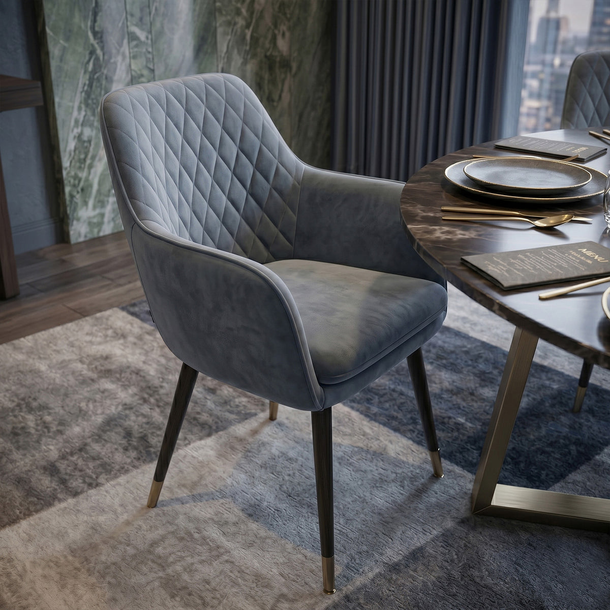 Chaise de salle à manger Laura - Velours gris