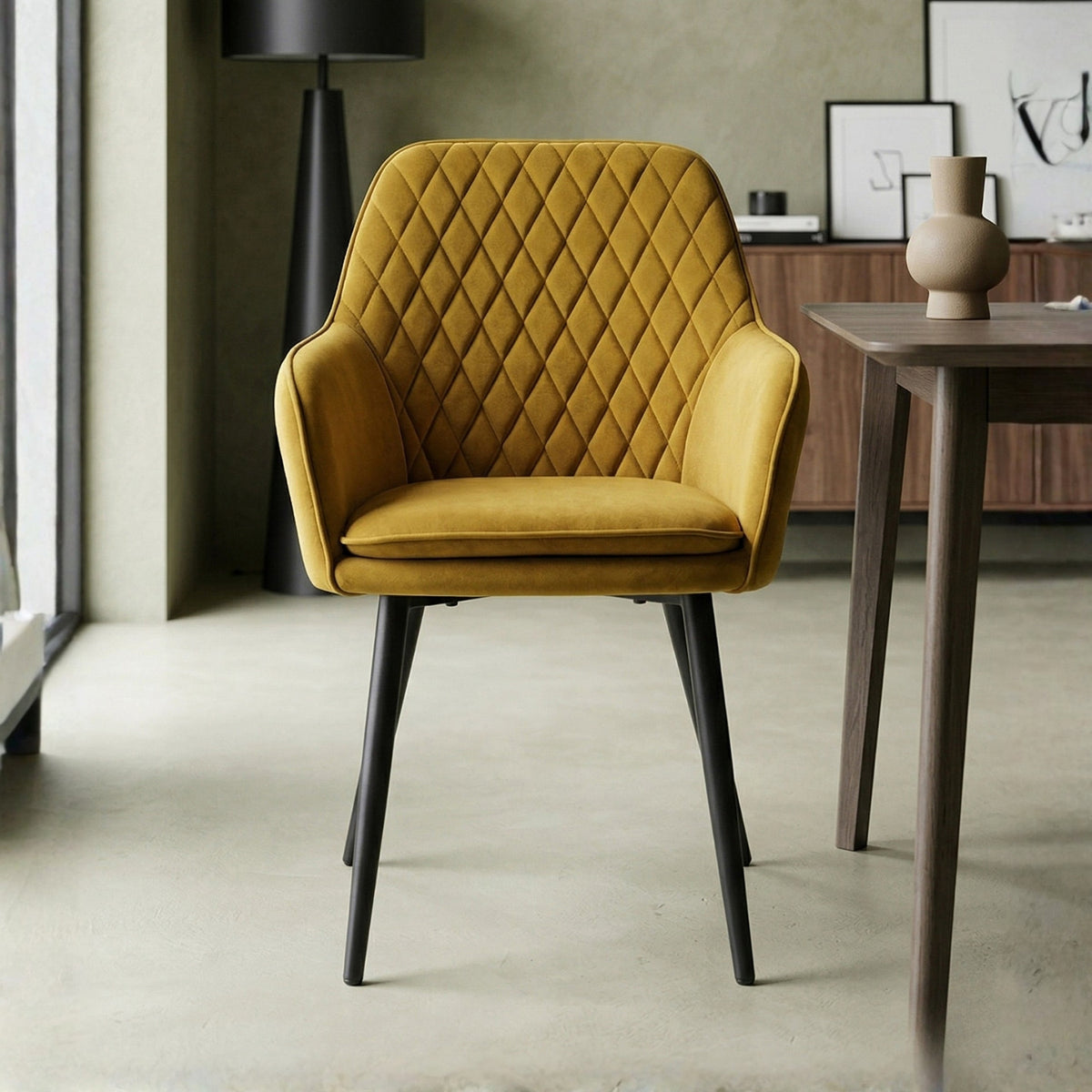 Laura Dining Chair - Ochre Yellow Velvet