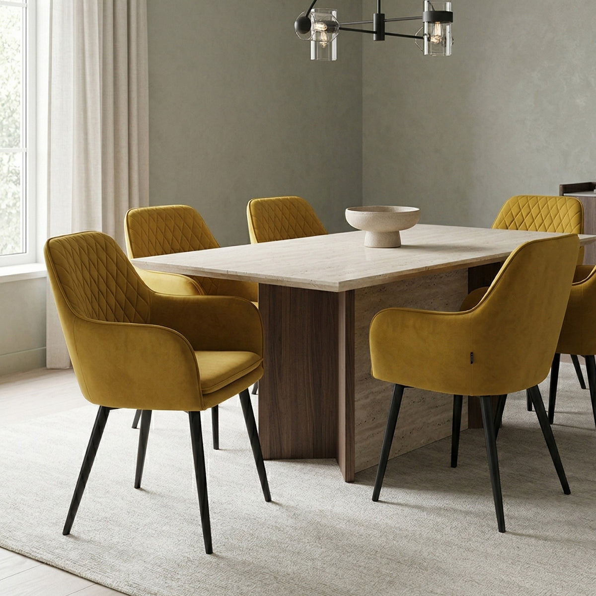 Laura Dining Chair - Ochre Yellow Velvet