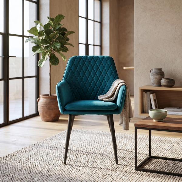 Chaise de salle à manger Laura - Velours pétrole