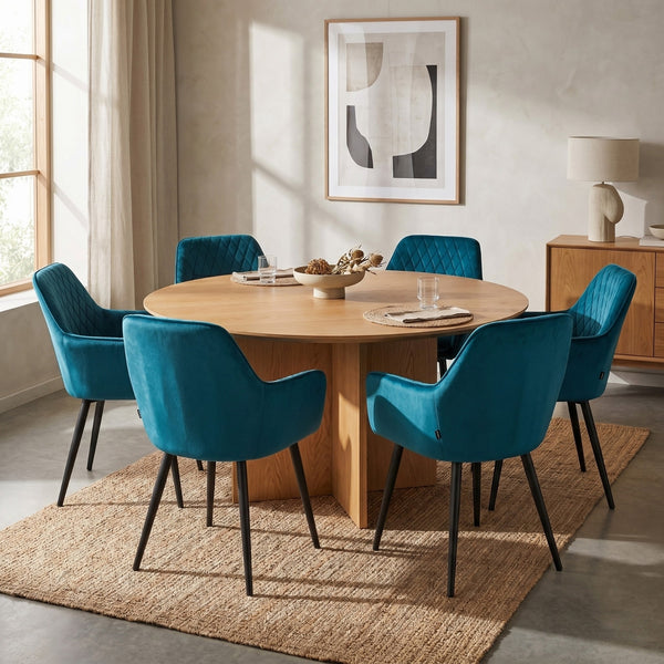 Chaise de salle à manger Laura - Velours pétrole