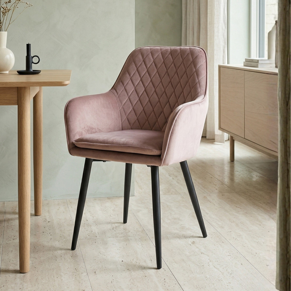 Chaise de salle à manger Laura - Velours rose