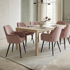 Chaise de salle à manger Laura - Velours rose