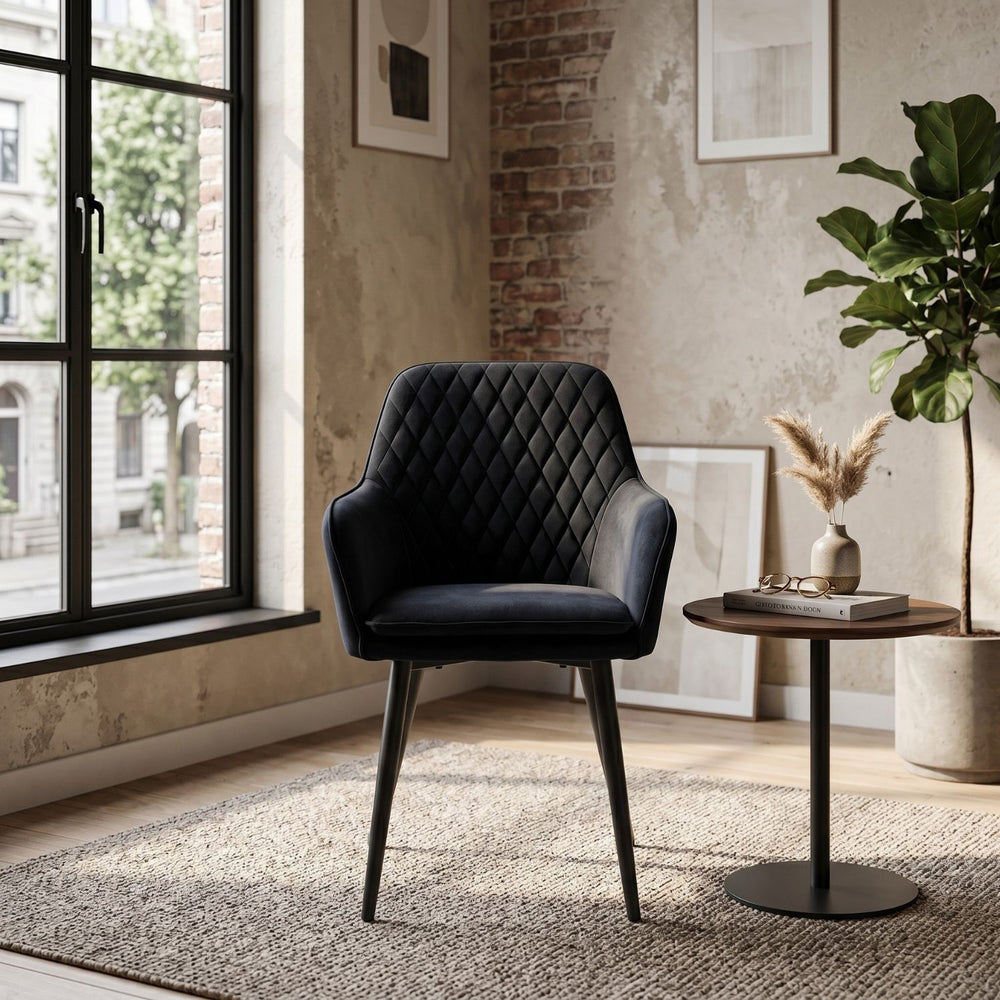 Chaise de salle à manger Laura - Velours noir