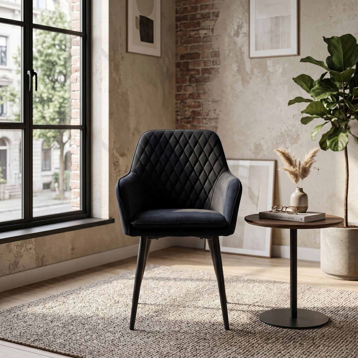 Chaise de salle à manger Laura - Velours noir