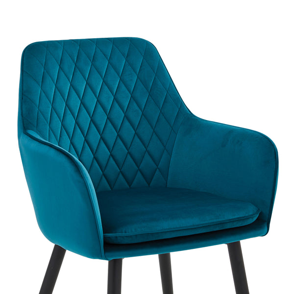 Chaise de salle à manger Laura - Velours pétrole