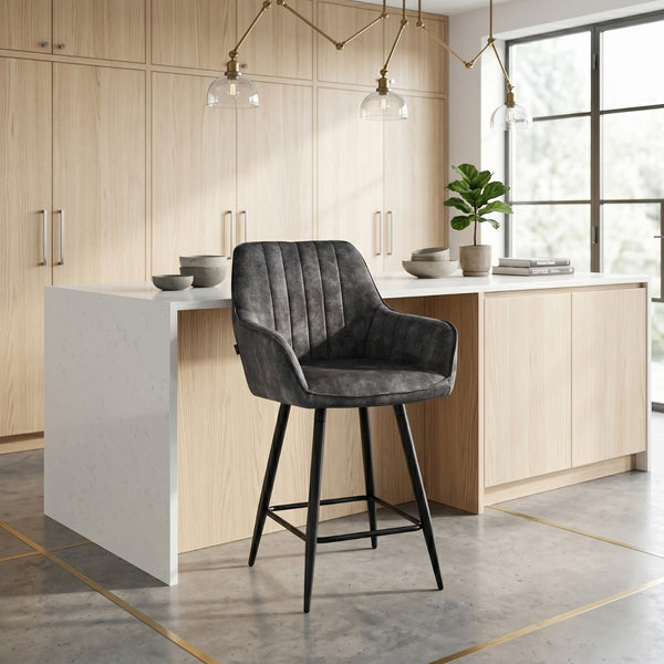 Lavin Bar Stools - Anthracite Adore Velvet