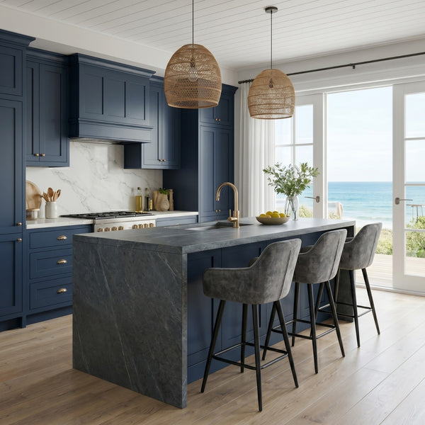Lavin Bar Stools - Anthracite Adore Velvet