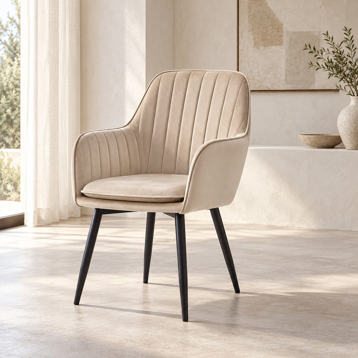 Lavinia Eetkamerstoel - Beige Velvet