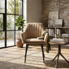 Lavinia Eetkamerstoel - Beige Microfiber