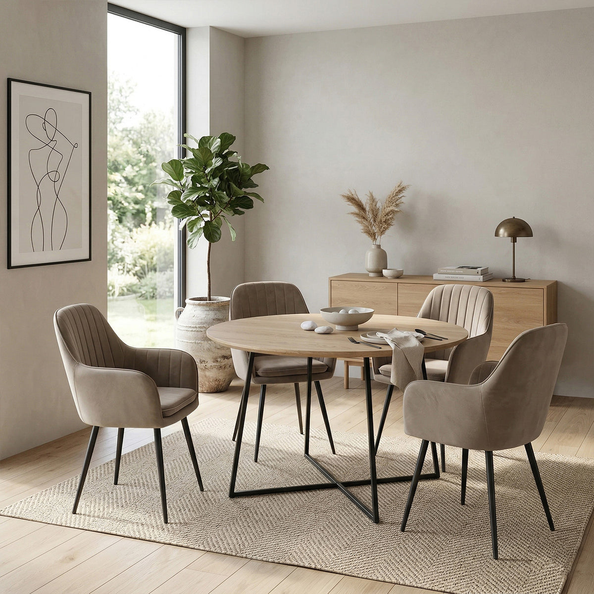 Chaise de salle à manger Lavinia - Velours beige