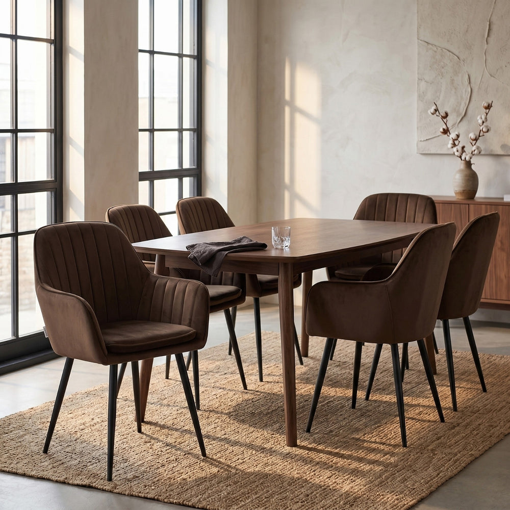 Chaise de salle à manger Lavinia - Velours marron