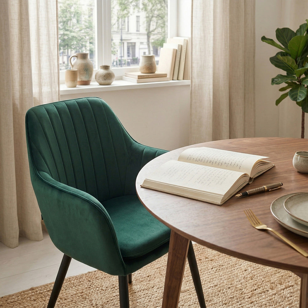 Chaise de salle à manger Lavinia - Velours vert
