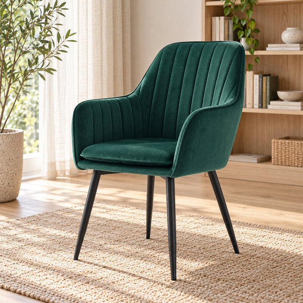 Chaise de salle à manger Lavinia - Velours vert