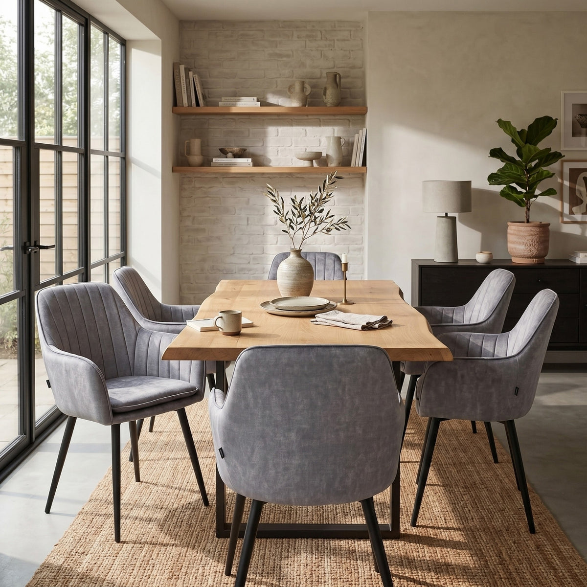 Chaise de salle à manger Lavinia – Velours Adore gris clair