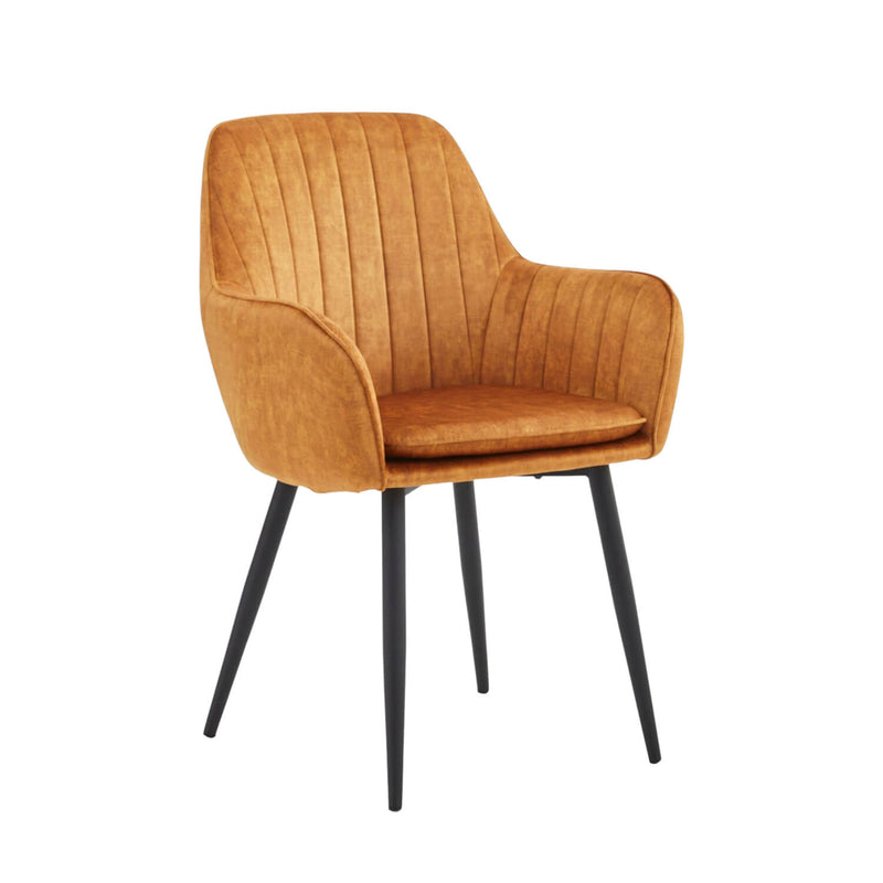 Chaise de salle à manger Lavinia - Velours jaune ocre