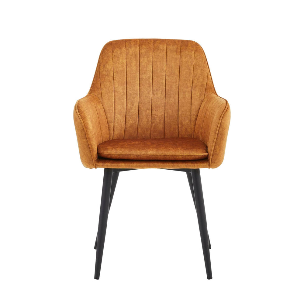 Chaise de salle à manger Lavinia - Velours jaune ocre
