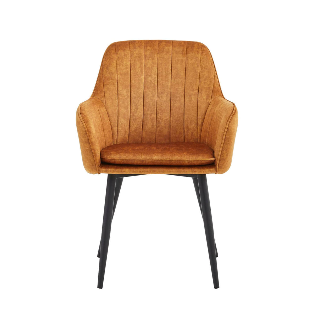 Chaise de salle à manger Lavinia - Velours jaune ocre