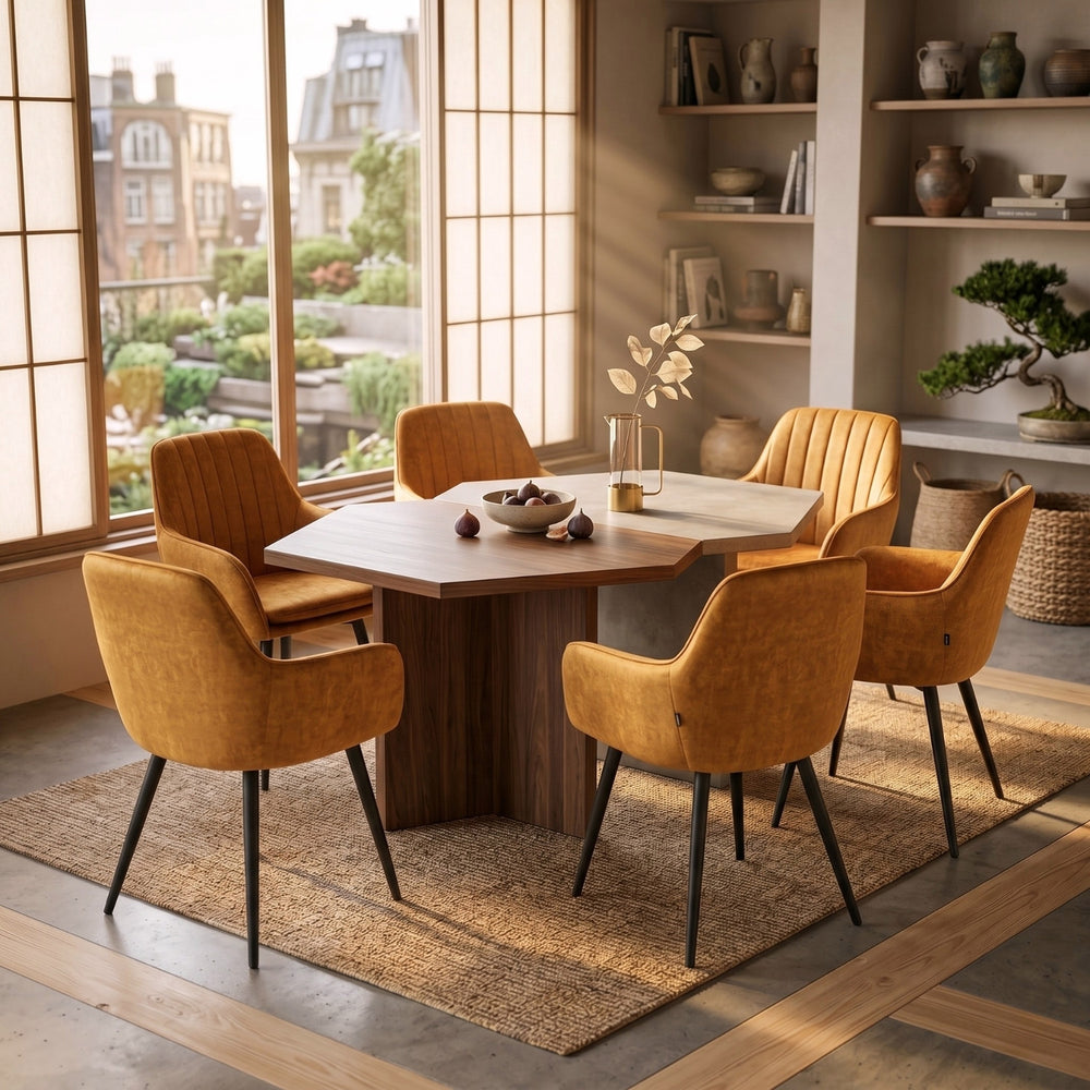 Chaise de salle à manger Lavinia - Velours jaune ocre