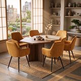 Chaise de salle à manger Lavinia - Velours jaune ocre