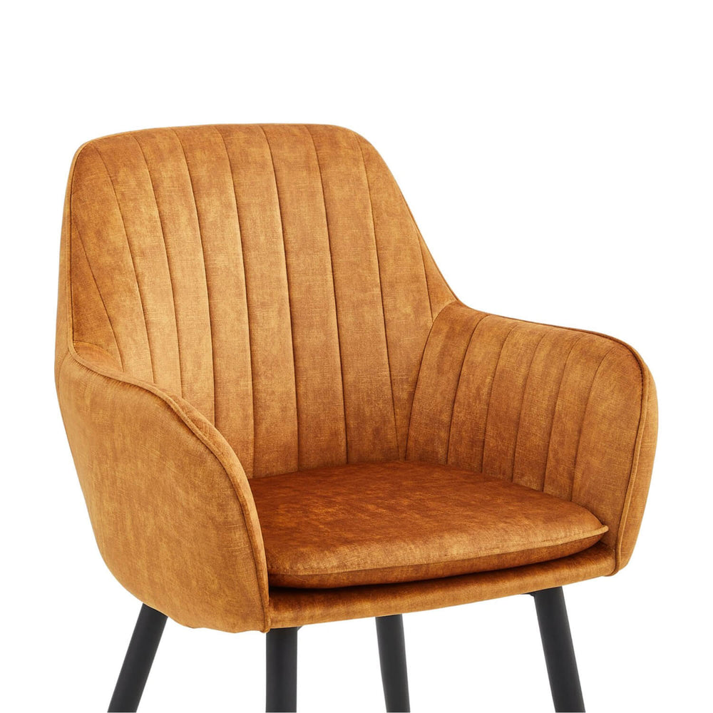 Chaise de salle à manger Lavinia - Velours jaune ocre