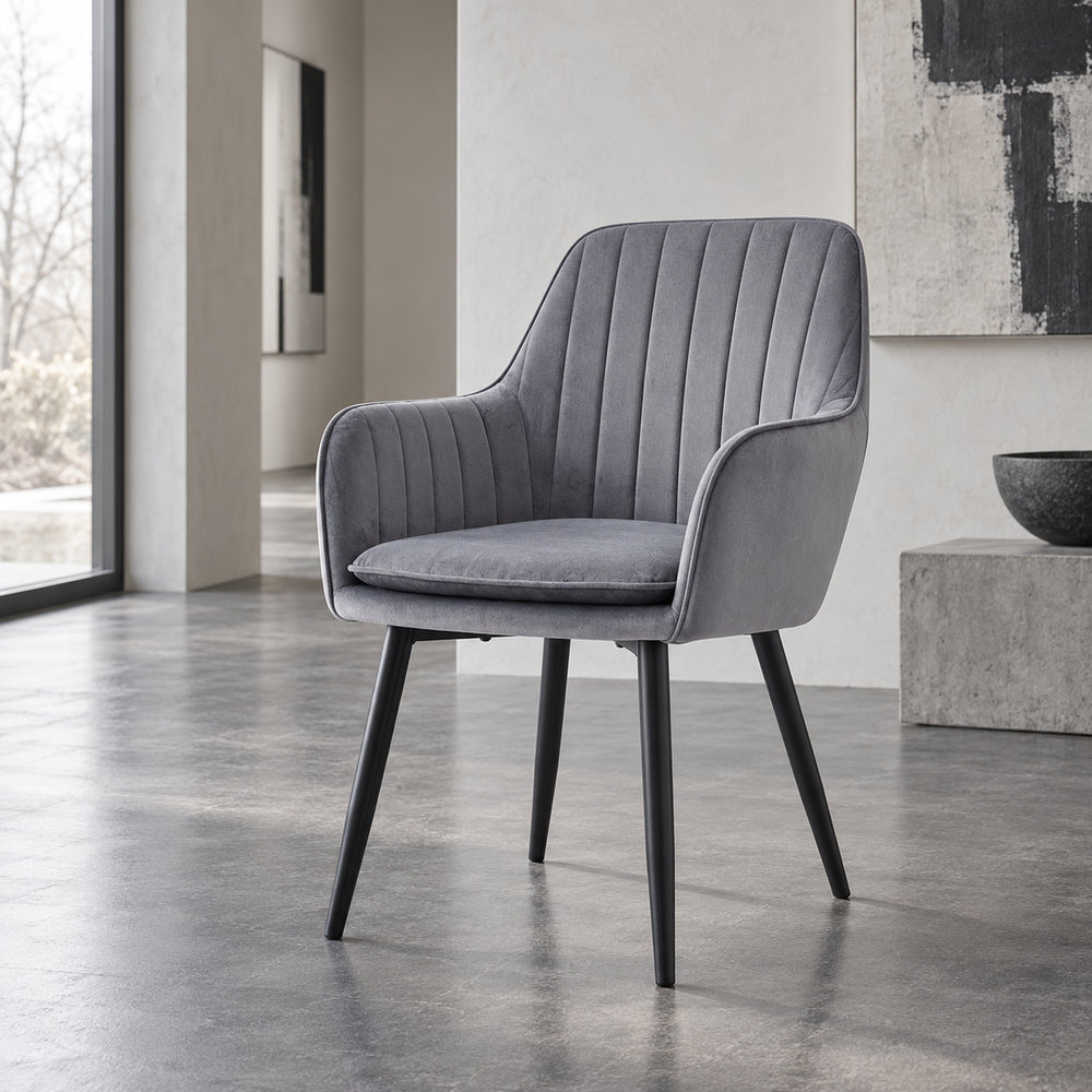 Chaise de salle à manger Lavinia - Velours gris