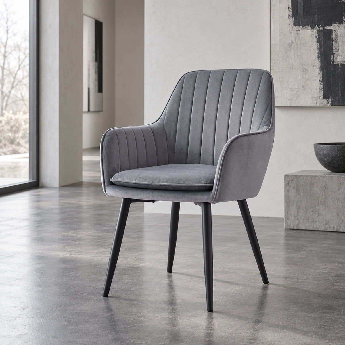 Chaise de salle à manger Lavinia - Velours gris
