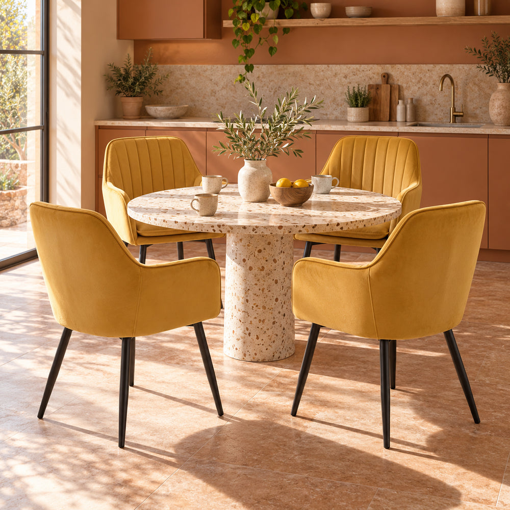Lavinia Dining Chair - Ochre Yellow Velvet