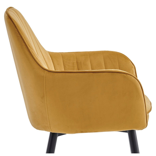 Chaise de salle à manger Lavinia - Velours jaune ocre