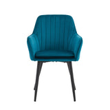 Chaise de salle à manger Lavinia - Velours pétrole