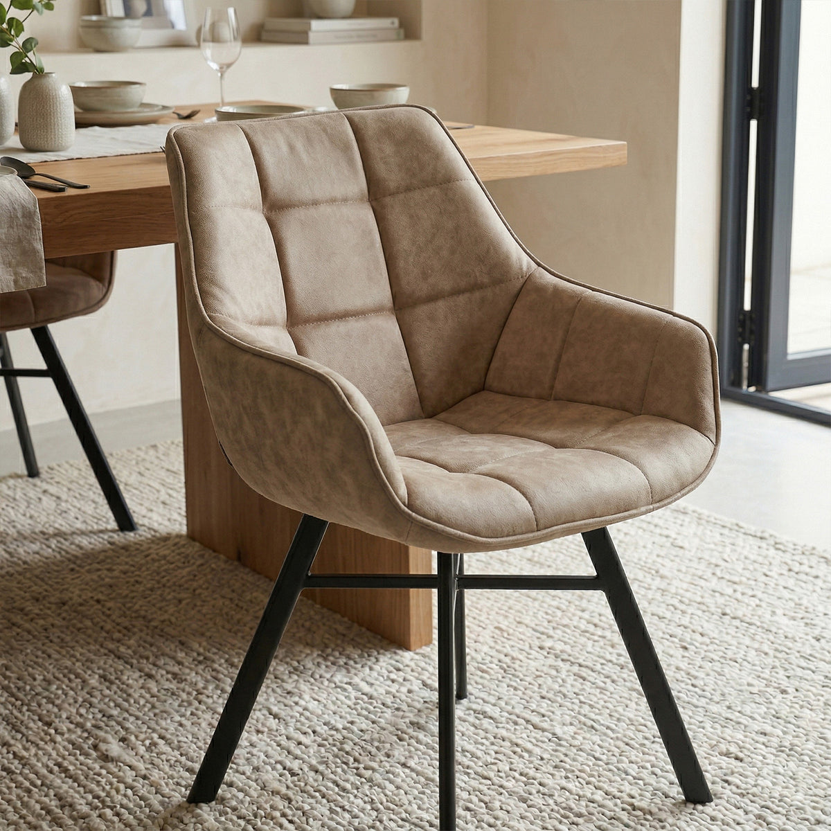 Chaise de salle à manger Lenny - Microfibre beige