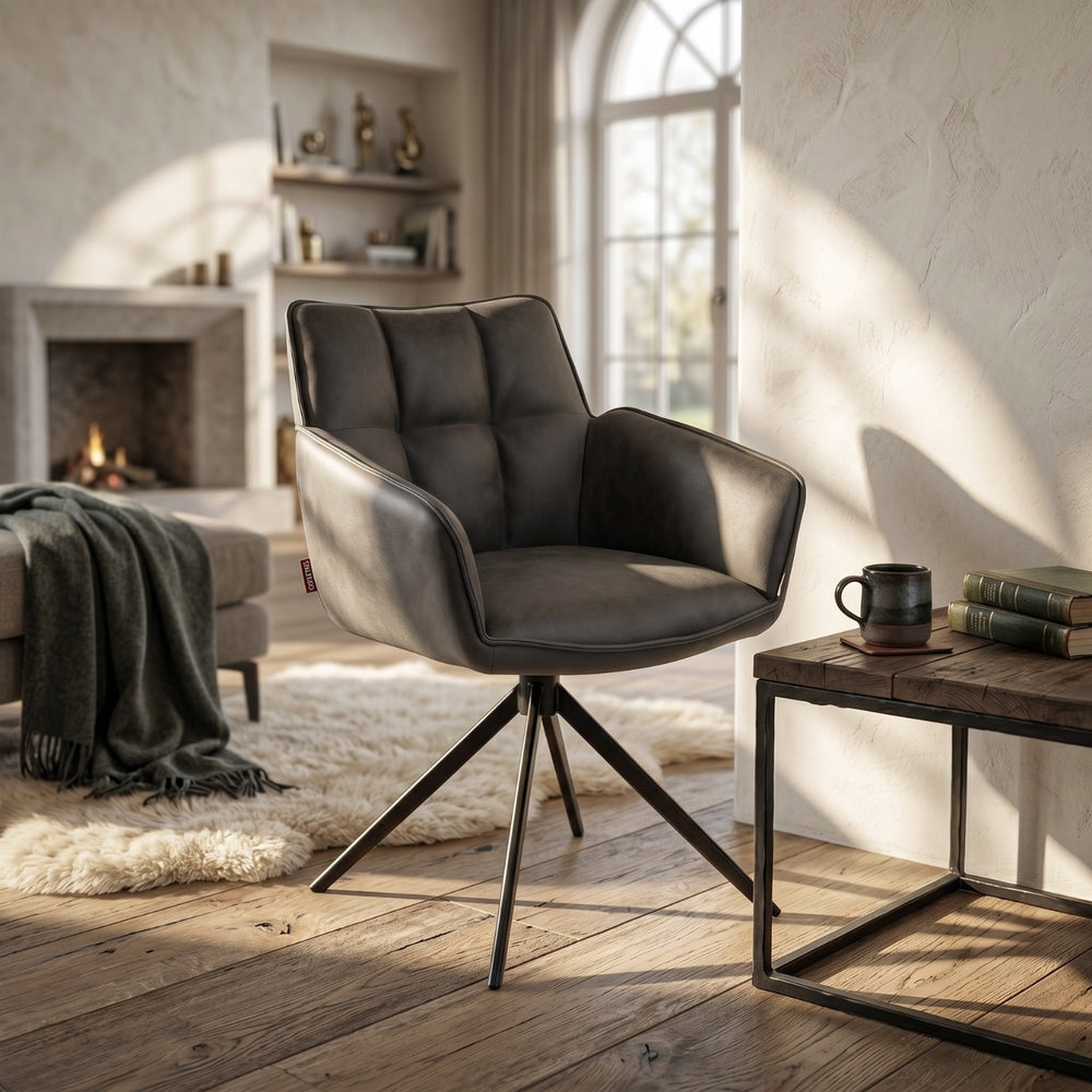 Chaise de salle à manger Leon - Microfibre anthracite