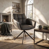 Chaise de salle à manger Leon - Microfibre anthracite