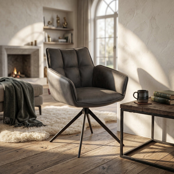 Chaise de salle à manger Leon - Microfibre anthracite