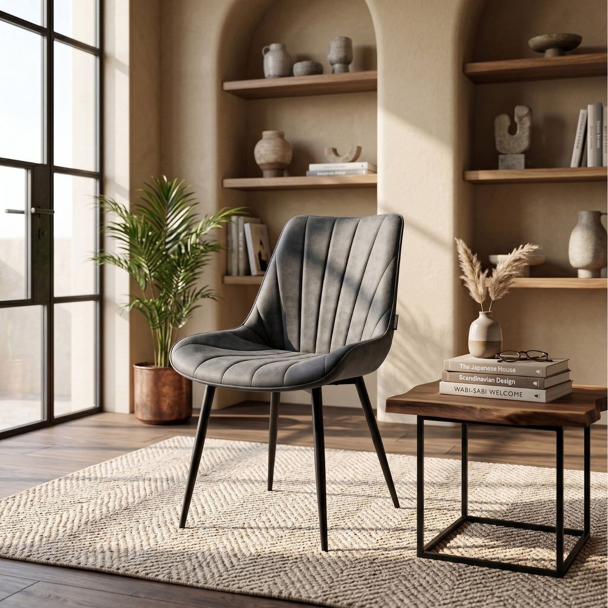 Chaise de salle à manger Lesedi - Microfibre anthracite