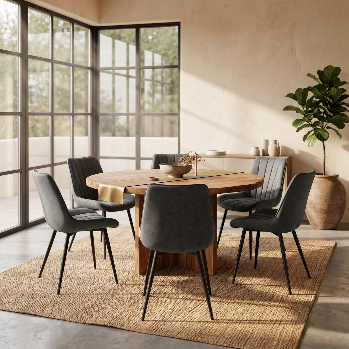 Chaise de salle à manger Lesedi - Microfibre anthracite