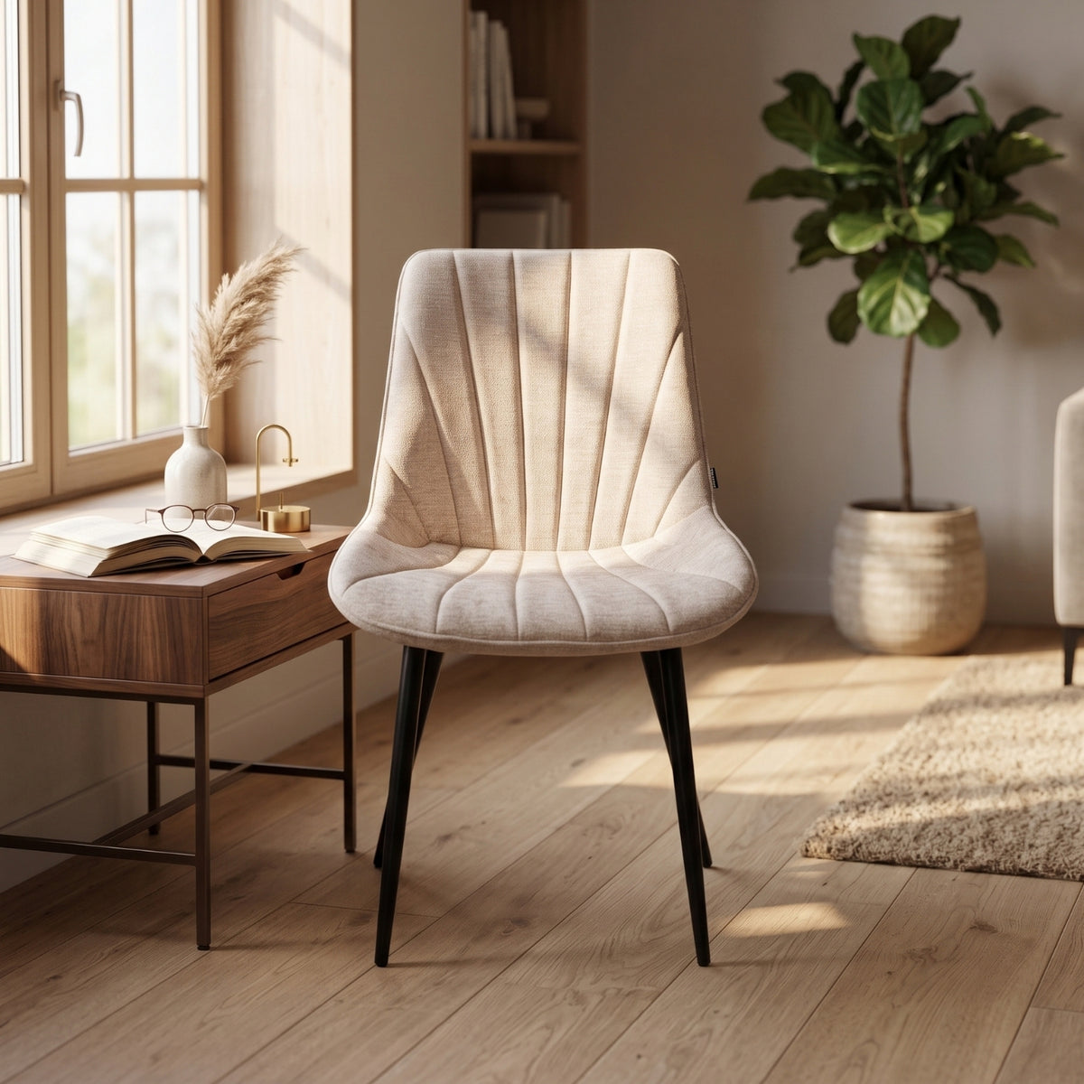 Lesedi Eetkamerstoel - Beige Chenille Stof
