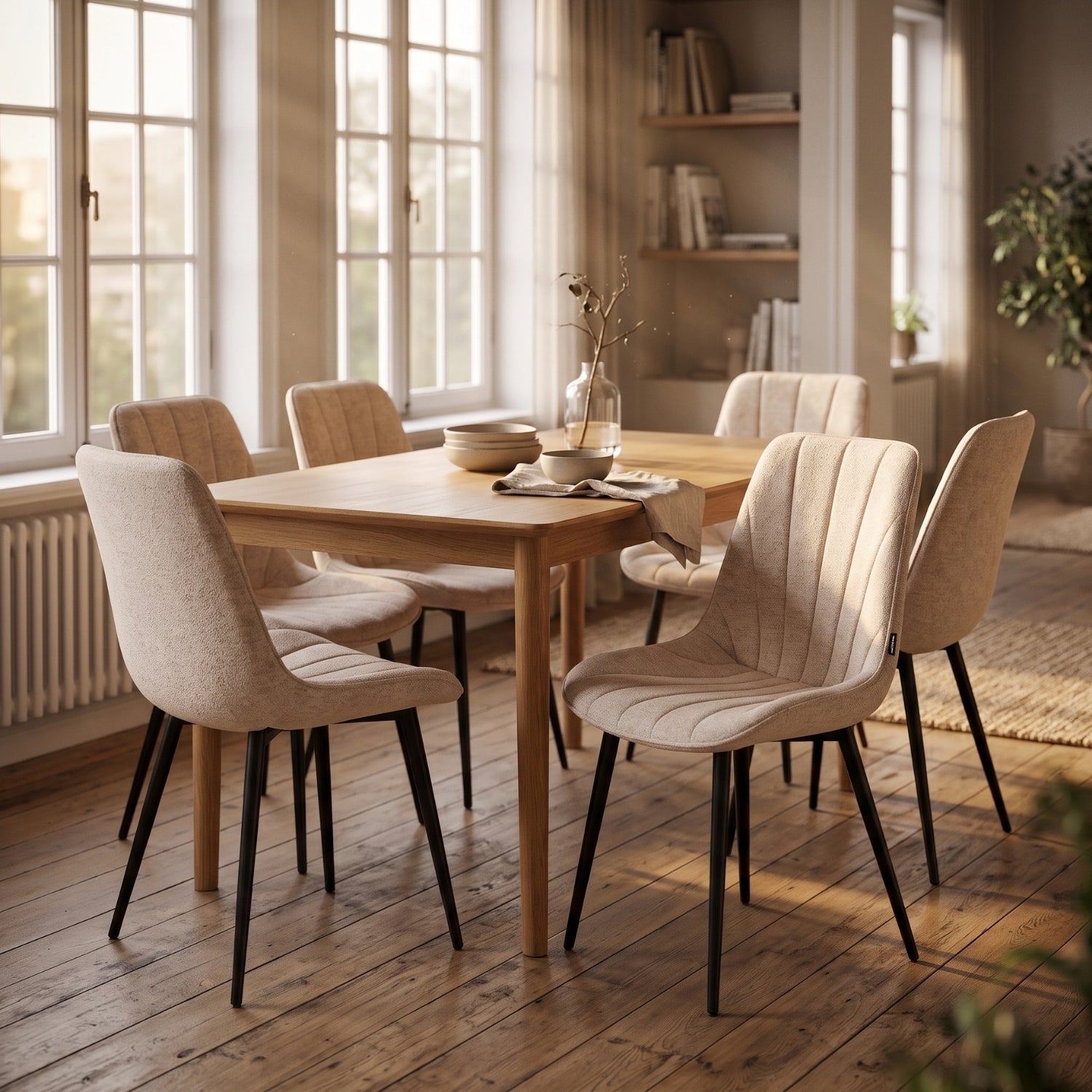 Lesedi Eetkamerstoel - Beige Chenille Stof
