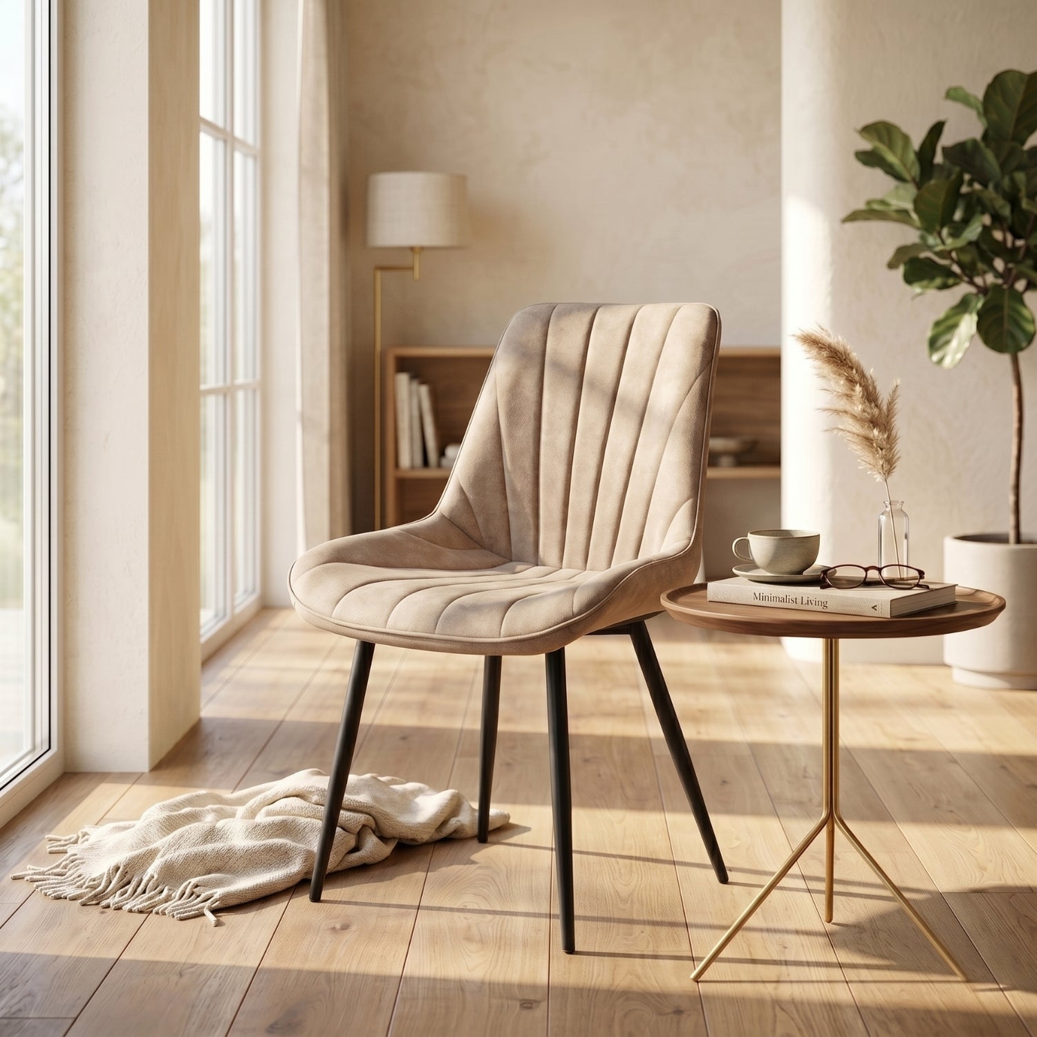 Lesedi Eetkamerstoel - Beige Microvezel
