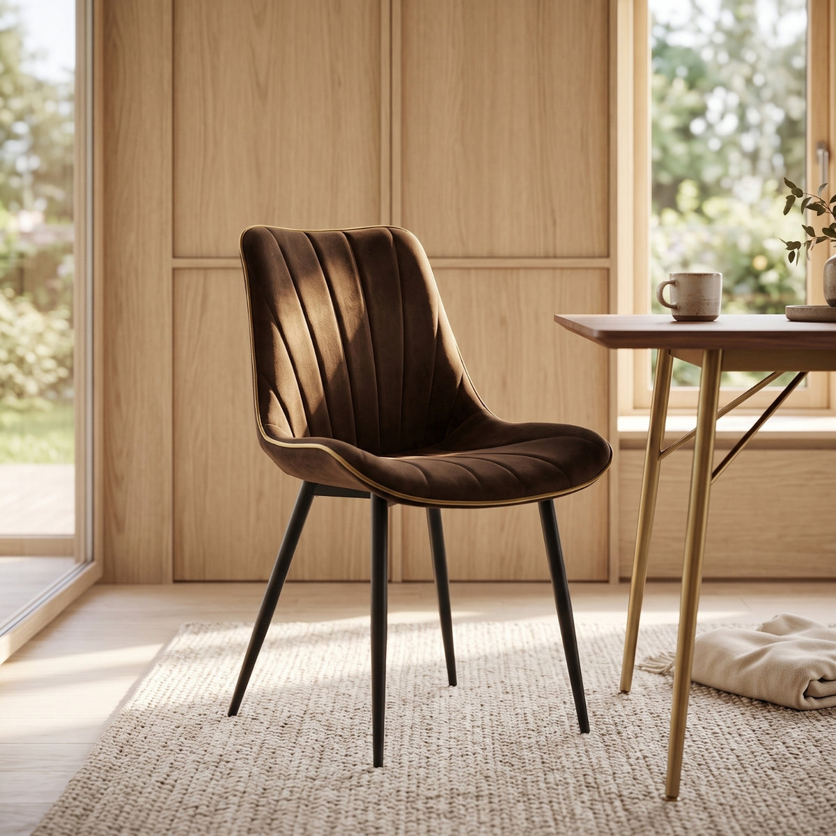 Chaise de salle à manger Lesedi – Velours brun