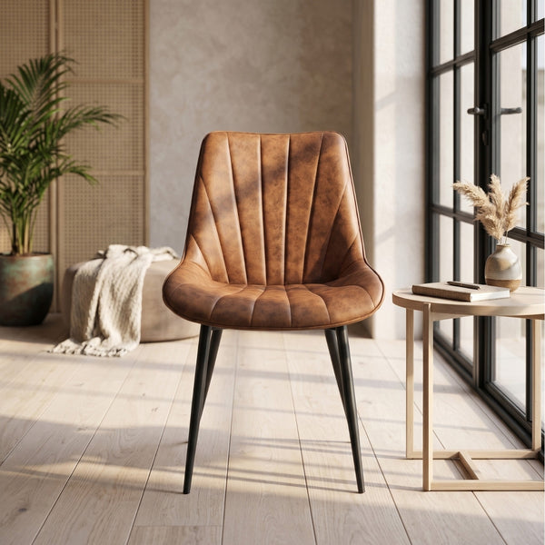 Chaise de salle à manger Lesedi - Microfibre Cognac