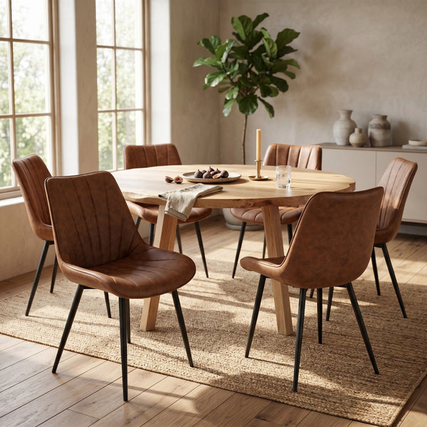 Chaise de salle à manger Lesedi - Microfibre Cognac