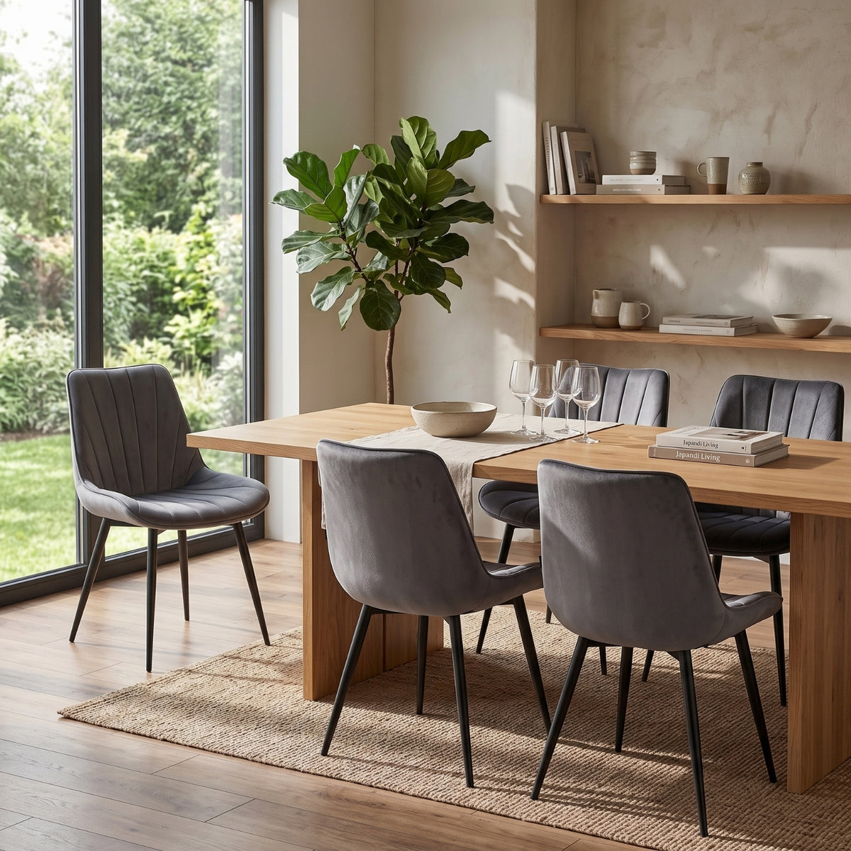 Chaise de salle à manger Lesedi - Velours gris
