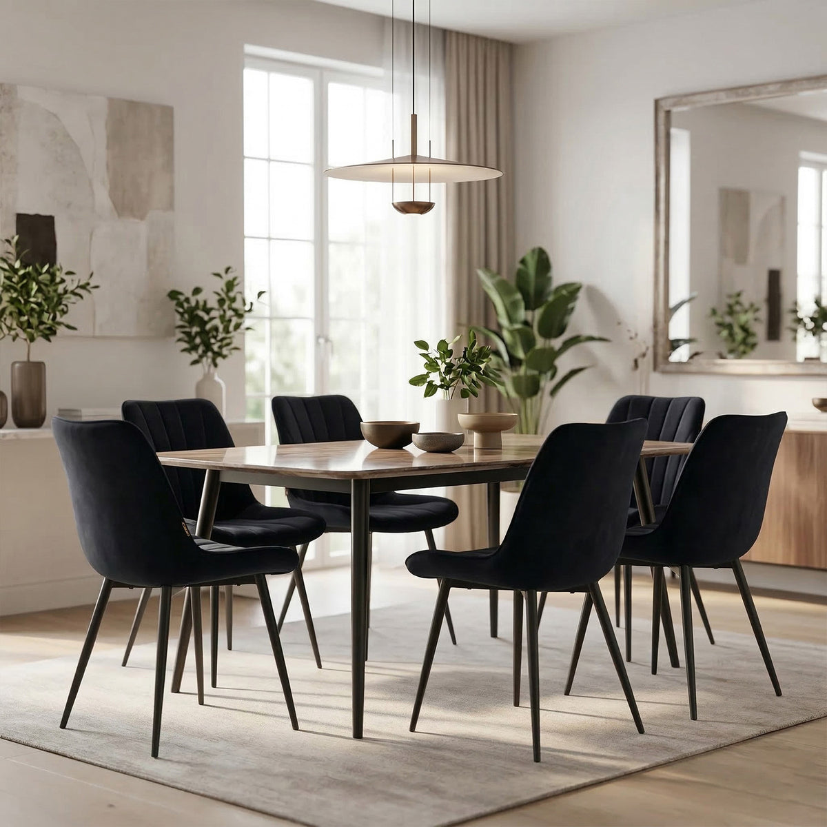 Lesedi Sedia Da Pranzo - Velluto Nero