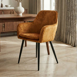 Chaise de salle à manger Levan - Velours Adore jaune ocre