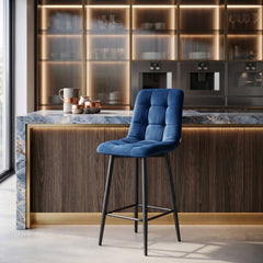 Tabourets de bar Luciano - Velours bleu