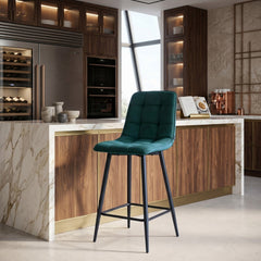 Luciano Bar Stools - Green Velvet