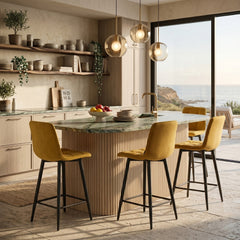 Luciano Bar Stools - Ochre Yellow Velvet