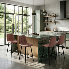 Luciano Bar Stools - Pink Velvet