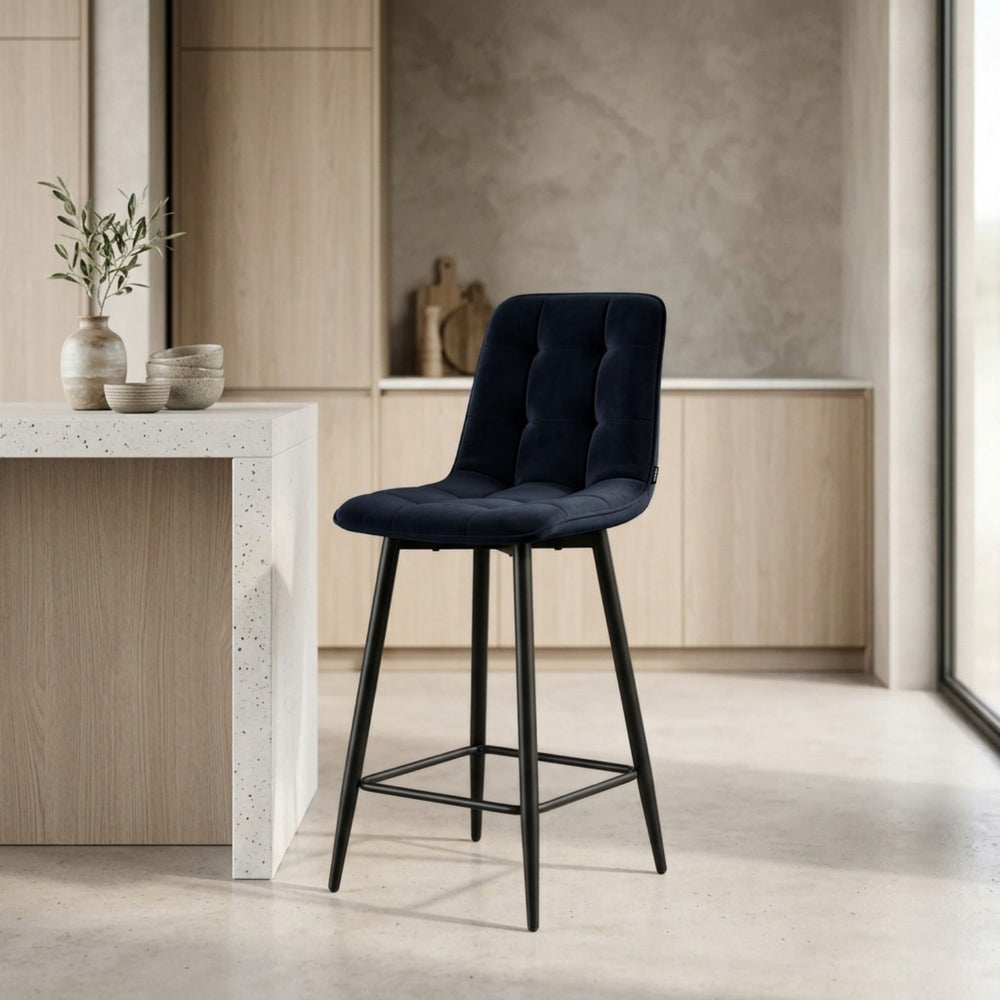 Tabourets de bar Luciano - Velours noir